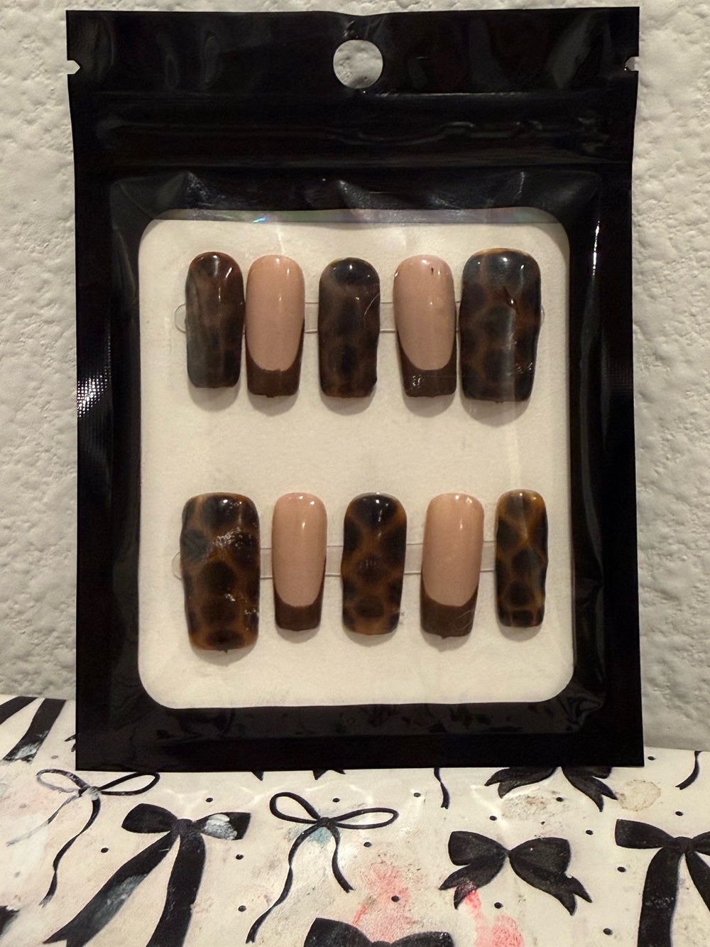 Nude and Brown Leopard Press-On Nails - Stylish Women Accessories